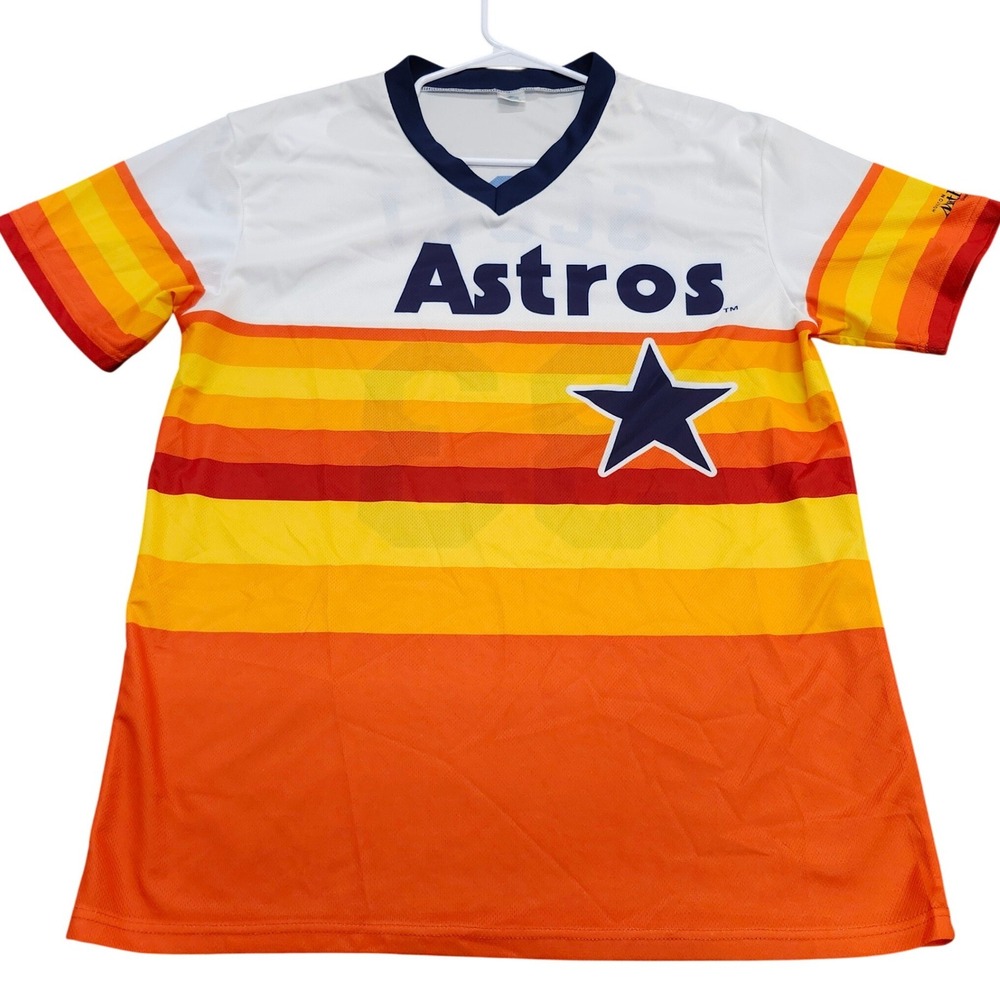 Houston Astros Mike Scott 33 Promo Tequila Sunrise Rainbow Jersey Mens XL White